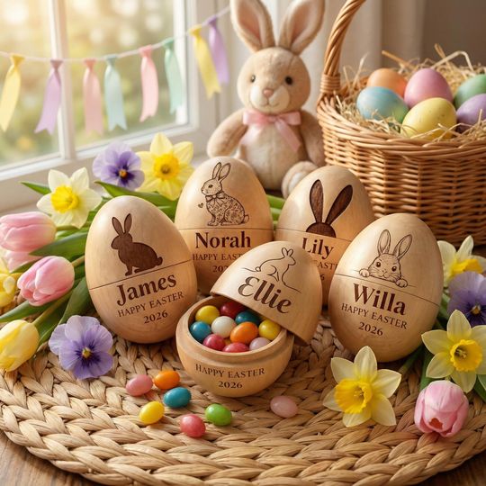 Discover Engraved Wooden Egg Shaker for Kids, Personalized Musical Easter Egg Shakers, EKids Musical Instrument, Easter Gifts, Baby First Easter