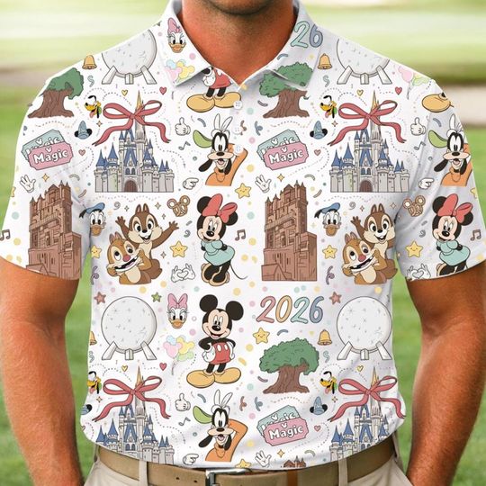 Discover Magic Kingdom Nostalgic 2026 Polo Shirt, Disneyworld Shirt, Mickey And Friends Men Shirt, Magic Kingdom Gifts