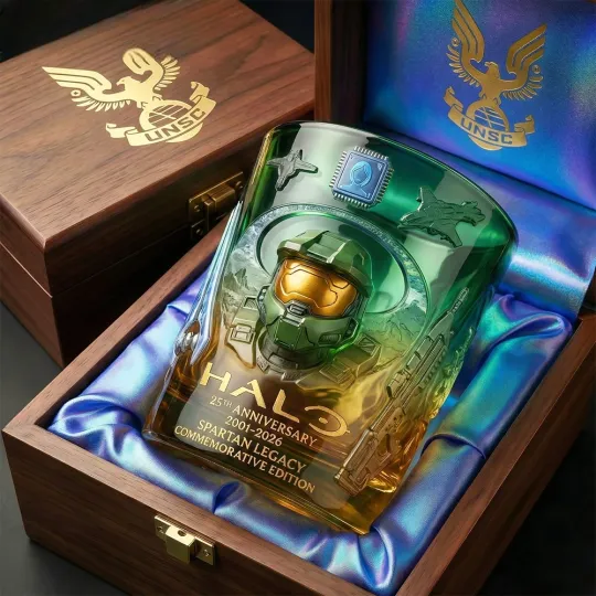 Discover Halo 25th Anniversary Spartan Whiskey Glass