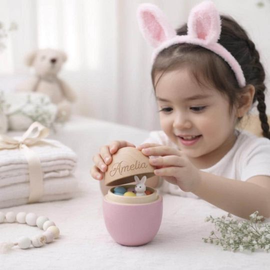 Discover Personalized Wooden Easter Egg, Custom Kids Name Baby Keepsake Gift