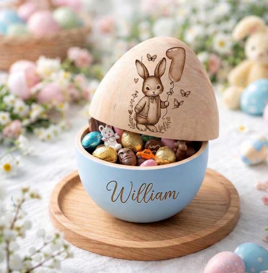 Personalized Wooden Easter Egg Keepsake for Baby - First Easter Gift, Baby Keepsake, Engraved Name Baby's First Easter Gift