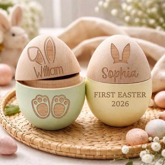 Custom Name Wooden Easter Egg, Fillable Hollow Keepsake for Kids, Personalized 1st Easter Basket Stuffer, Toddler Easter Gift 2026