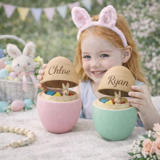 Custom Easter Egg, Baby Keepsake, Play Kitchen Eggs, Montessori Toy, First Easter Gift