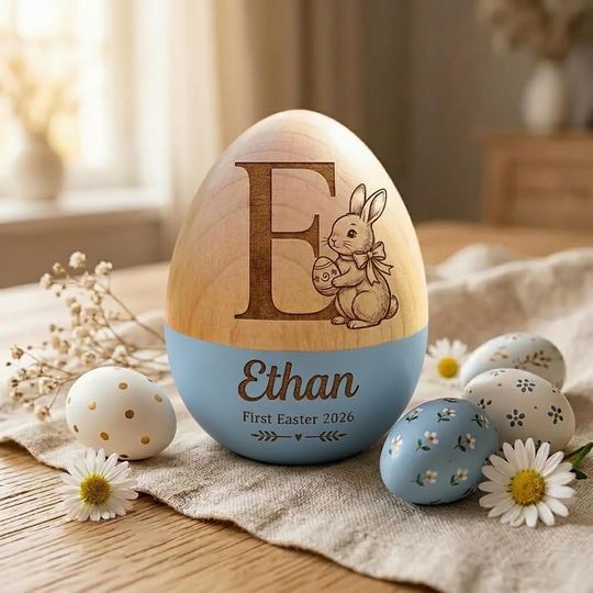 Discover Personalized Wooden Easter Egg, Custom Name Engraved Hollow Egg Decor, Easter Basket Stuffer for Kids, Toddler Easter Gift 2026