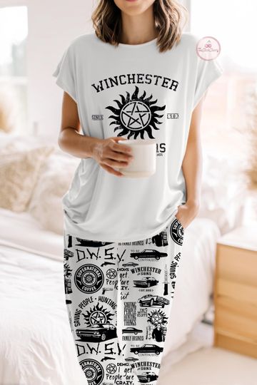 Discover Supernatural Pajama Set, Fantasy TV Show Sleepwear, Movies Pajamas, Cozy Lounge Set for Women, Cute Demon Hunter PJs, Family matching