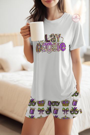 Discover Play Some Boosie Pajamas Set, Mardi Gras, Mardi Party, Mardi Gras Carnival Sleepwear, Trendy Mardi Gras New Orleans Parade, Matching Pajamas