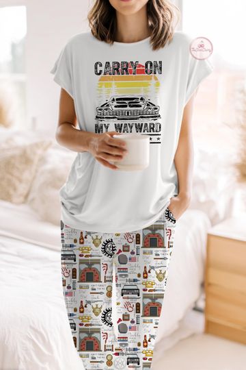 Supernatural Pajama Set, Fantasy TV Show Sleepwear, Movies Pajamas, Cozy Lounge Set for Women, Cute Demon Hunter PJs, Family matching