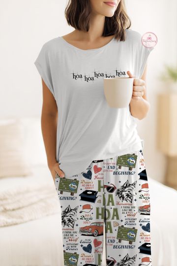 Twilight Saga Pajama Set,Team Edward Jacob Sleepwear,Vampire Saga Sleepwear,Movies pajamas,Hoa Hoa Hoa Pajamas set,Cozy Lounge Set for Women