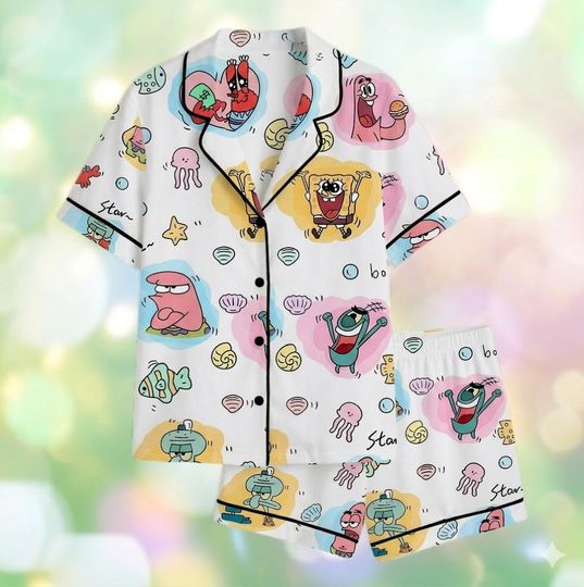 Discover SpongeBob Patrick Star Pajama Set, Cartoon All-Over Print Shorts