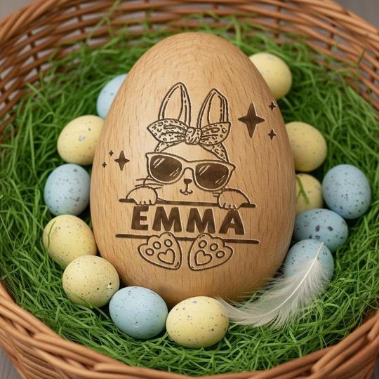 Personalized Musical Wooden Easter Egg Shakers, Custom Egg Cups,  Egg Shaker Kids, Easter Gifts, Baby First Easter
