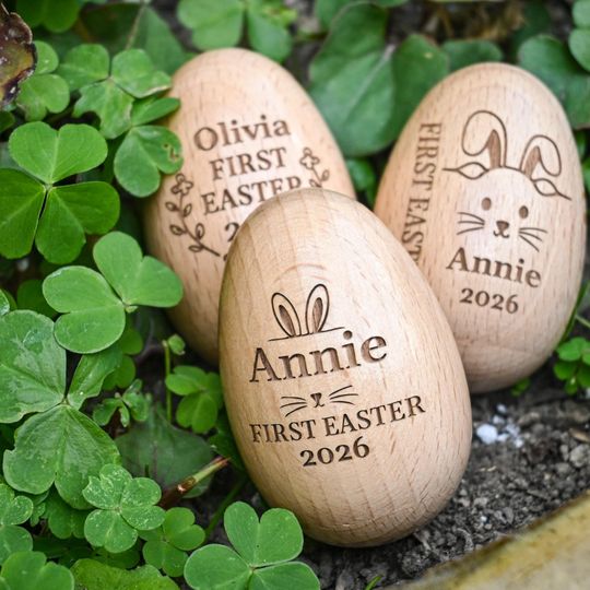 Personalized Wooden Easter Egg Shakers, Easter Basket Gifts, Baby First Easter, Egg Keepsake, Kids Musical Instrument, Easter Decor