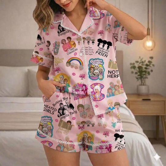 Discover Stay Golden Pajama Set, Retro 80s TV Show Sleepwear, Women's Loungewear