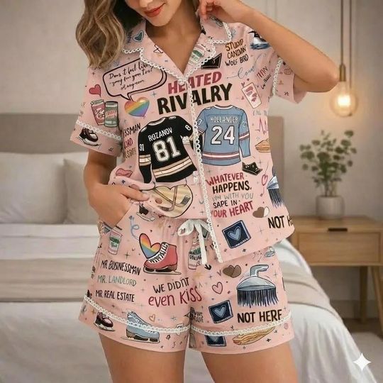 Discover Heated Rivalry Pajama Set | Hockey Romance Lace Sleepwear