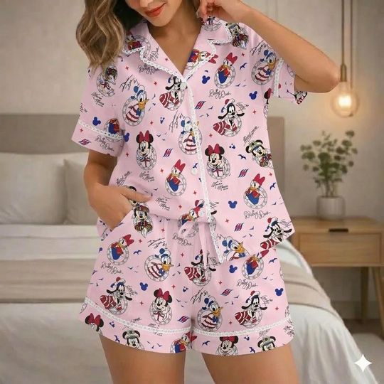 Lace Pajamas Shorts for Disney Cruise 2026, Family Matching Cruise Trip Sleepwear, Personalized Disney Travel Pajama Set
