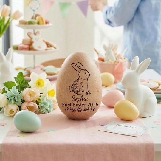 Personalized Easter Egg, Custom Name Ringing bell Egg 2026, Baby First Easter Keepsake Gift, Toddler Basket Stuffer Decor, Easter