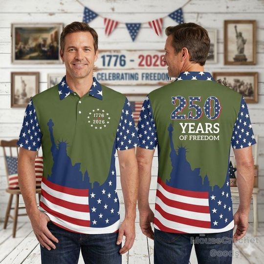 Discover USA 250th Anniversary Polo Shirt, America 1776-2026 Commemorative Shirt, Semiquincentennial Celebration Polo, Patriotic Men's Collar Tee