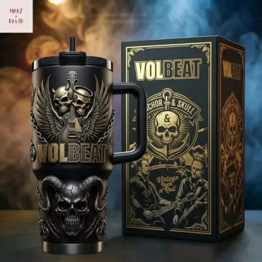 Discover Volbeat Vintage Rock N Roll Tumbler 40 oz with Handle
