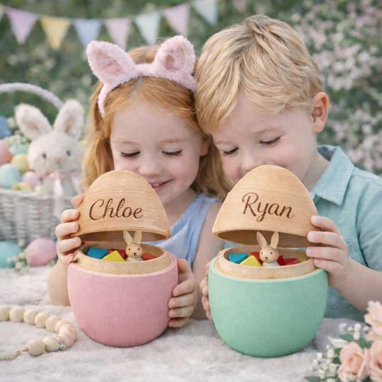 Colorful Wooden Easter Eggs for Baby, First Easter Gift, Play Kitchen Eggs, Grandson Gift