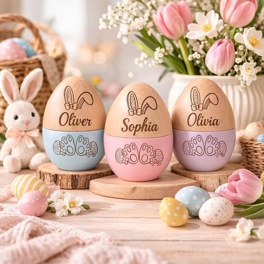Discover Custom Name Wooden Easter Egg, Easter Keepsake, Toy Eggs, Easter Egg Hunt, Baby 1st Easter Gift