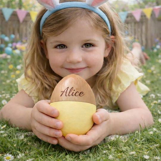 Discover Custom Name Wooden Easter Eggs Set, Personalized Pastel Egg Basket Filler, Sibling Easter Gift, Reusable Spring Keepsake Decor
