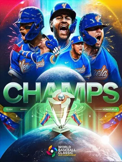 Discover Team Venezuela Baseball Champs 2026 WBCC Trophy Vertical Poster