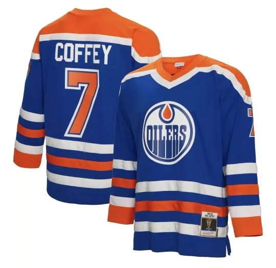 Discover Mitchell & Ness Edmonton Oilers #7 Blue Line Hockey Jersey
