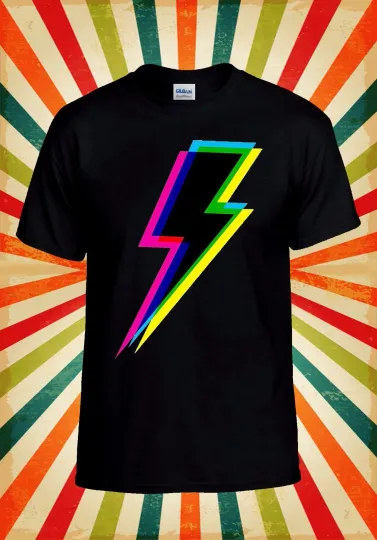 Discover Neon Lightning Logo Retro Funny Cool Men Women Unisex Baseball T Shirt Top 2931