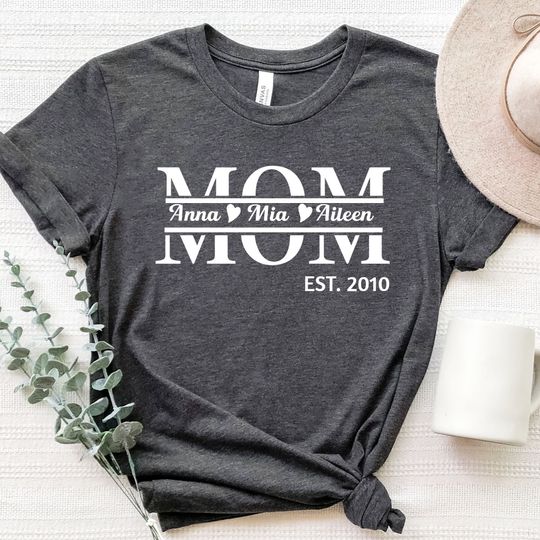 Discover Custom Mom T-shirt, Custom Mom T-shirt With Kids Names, Custom Mother's Gift, Personalized Mom T-shirt with Kids Names, Custom Gift for Mom