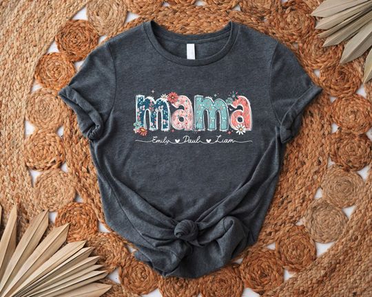 Discover Personalized Mom Shirt With Names, Customizable Mama Gift Shirt,Floral Mama Tee,Mothers Day Gift,Mama With Children Names,Mom Gift From Kids