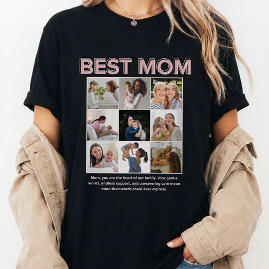 Discover Best Mom Photo Collage T-Shirt, Personalized Family Gift for Mothers Day