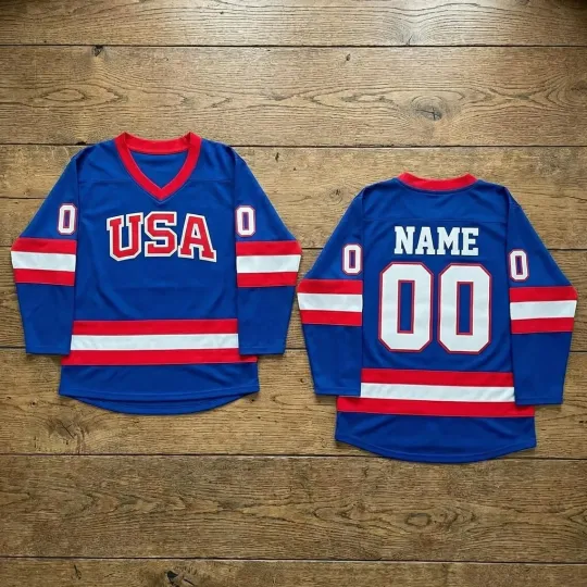 Discover Custom 2026 USA Hockey Jersey – Blue-White USA Hockey Jersey Stiched