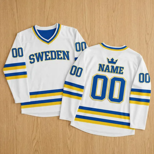 Discover Custom 2026 SWEDEN Hockey Jersey – Blue-White SWEDEN Hockey Jersey Stiched