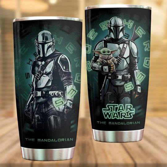 Discover Retro The Mandalorian Tumbler, Disney Star Wars Movie Water Tumbler, Sci-fi Tumbler Gift For Fans