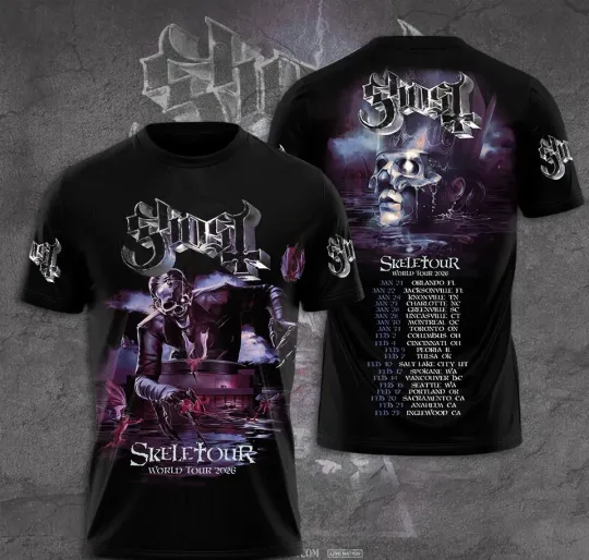 Ghost Band Skeletour World Tour 2026 3D T-Shirt