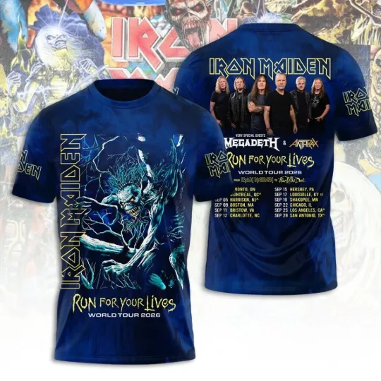 Discover Hot Sale Iron 1Maiden 3D Apparel 2026 Tour Run For Your Lives Shirt