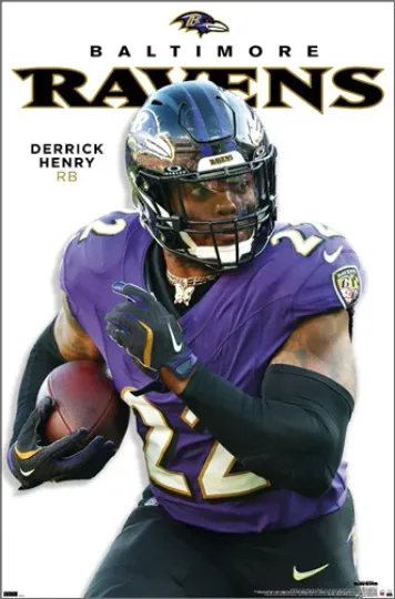 Derrick Henry Running Machine Baltimore Ravens Football Poster Vertical