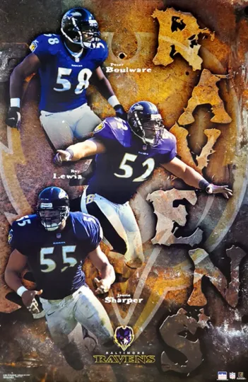 Baltimore Ravens 2001 Vintage Poster Ray Lewis, Sharper, Boulware