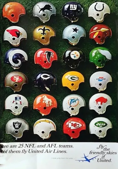 Discover United Air Lines Vintage Football Poster