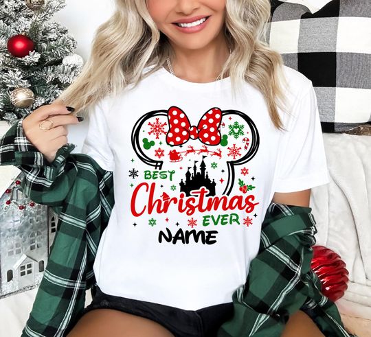 Discover 2025 Disney Christmas Shirt, Personalized Disney Christmas Shirt,Matching Disney Christmas Family Shirt, Best Day Ever Christmas Shirt