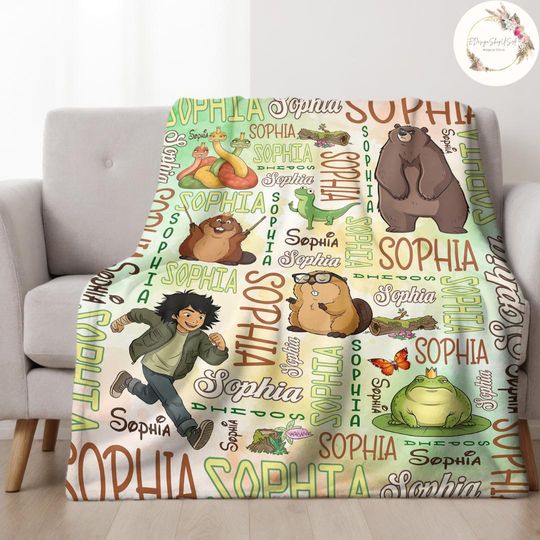 Discover Personalized Watercolor Disney Hoppers Blanket, Custom Name Pixar Hoppers Movie 2026 Mabel Tanaka Tom Lizard, Baby Birthday Gift Home Decor