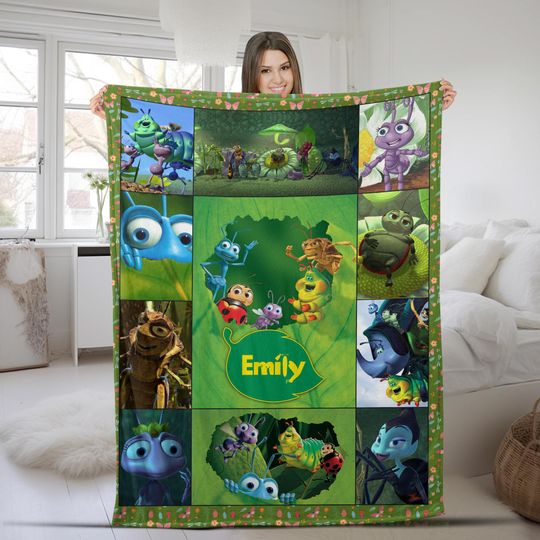 Discover Personalized Watercolor Disney A Bug's Life Blanket/Custom Name Flik Princess Atta Heimlich Baby Birthday Boy Gift/Birthday Blanket OGYS18