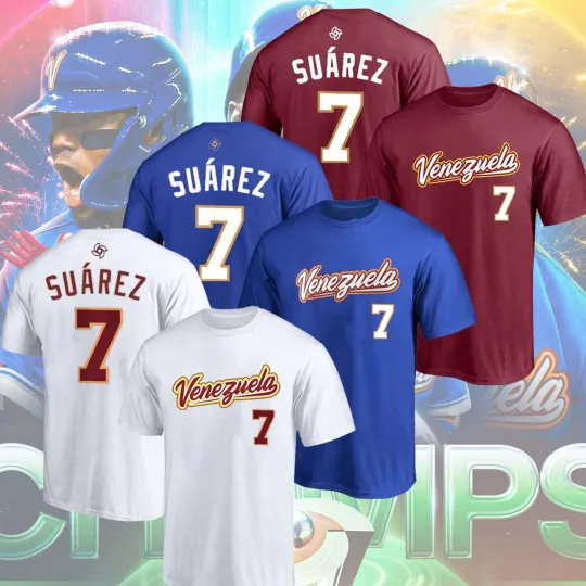 Discover Eugenio #7 Suárez Venezuela Baseball Team 2026 Champs Name & Number Gift
