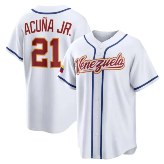 Discover Men’s Acuña Jr.  #21 Venezuela 2026 World Baseball Classic White Printed
