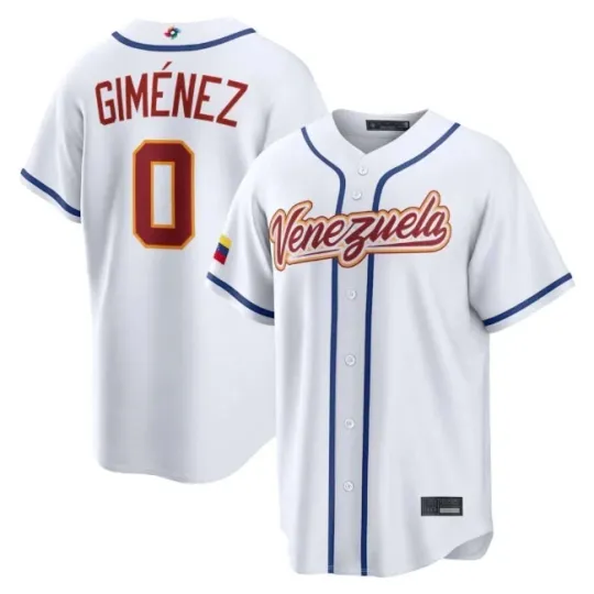 Discover Men's/Youth #0 Andrés Giménez White  2026 World Baseball Classic PrintedJersey