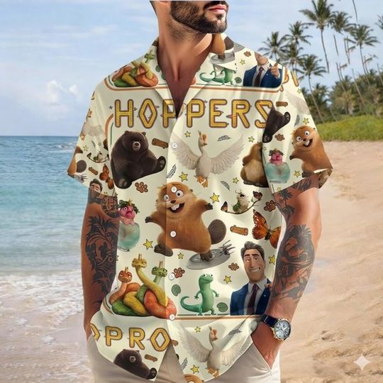 Hoppers Button Up DisneyShirt, Hoppers Hawaiian Shirt, Hoppers Magic Kingdom Shirt, Hoppers Animal Kingdom Hawaii Shirt, DisneyTrip Tee