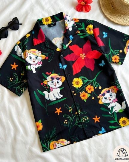 Disney Aristocats Family Hawaiian Shirt Matching Set: Marie Berlioz Tropical Aloha