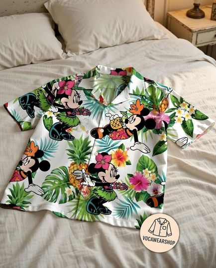 Disney Family Hawaiian Shirt Matching Set: Mickey Minnie Tropical Aloha Vacation