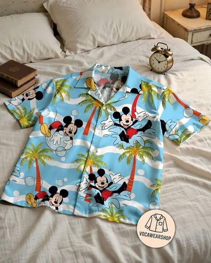 Discover Disney Mickey Family Hawaiian Shirt Matching Set: Beach Splash Tropical Aloha Vacation