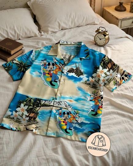 Discover Disney Family Hawaiian Shirt Matching Set: Mickey Minnie Surf Tropical Aloha Vacation