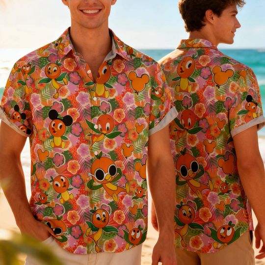 Discover Orange Bird Disney Hawaiian Shirt, Epcot Flower & Garden Festival Shirt, Disney World Vacation Outfit, Magic Kingdom Trip Shirt